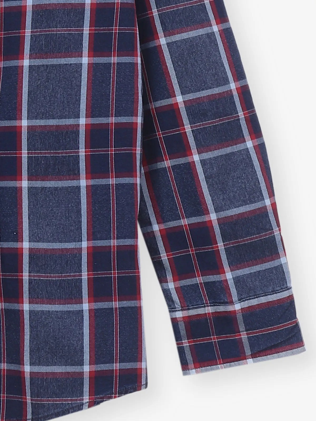 ALLEN SOLLY check blue cotton casual shirt
