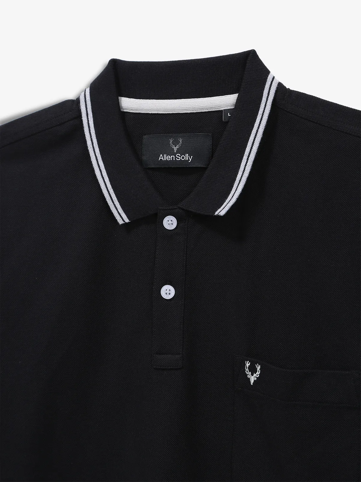 ALLEN SOLLY plain black cotton polo t-shirt