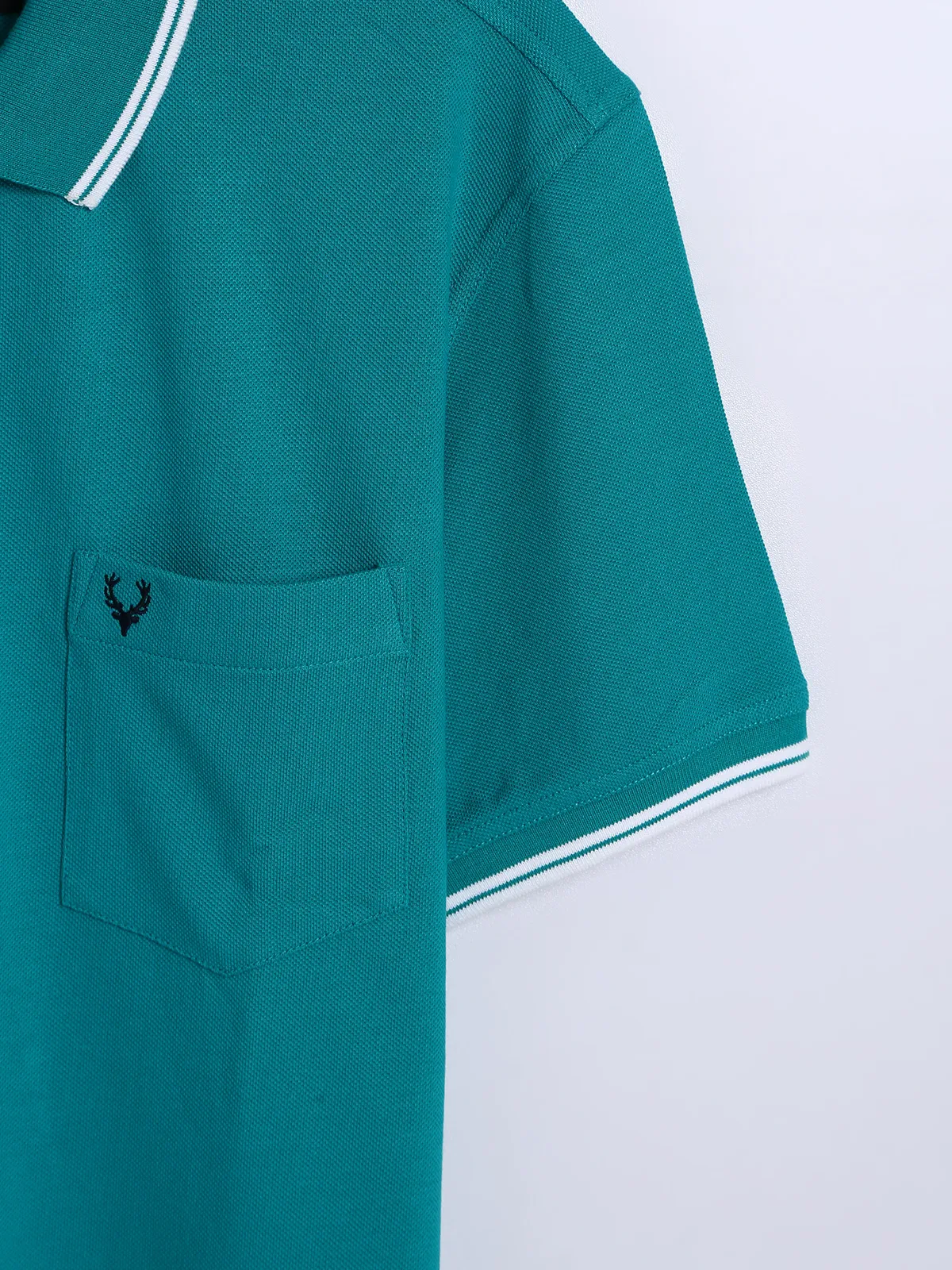 Allen Solly teal blue plain cotton t shirt