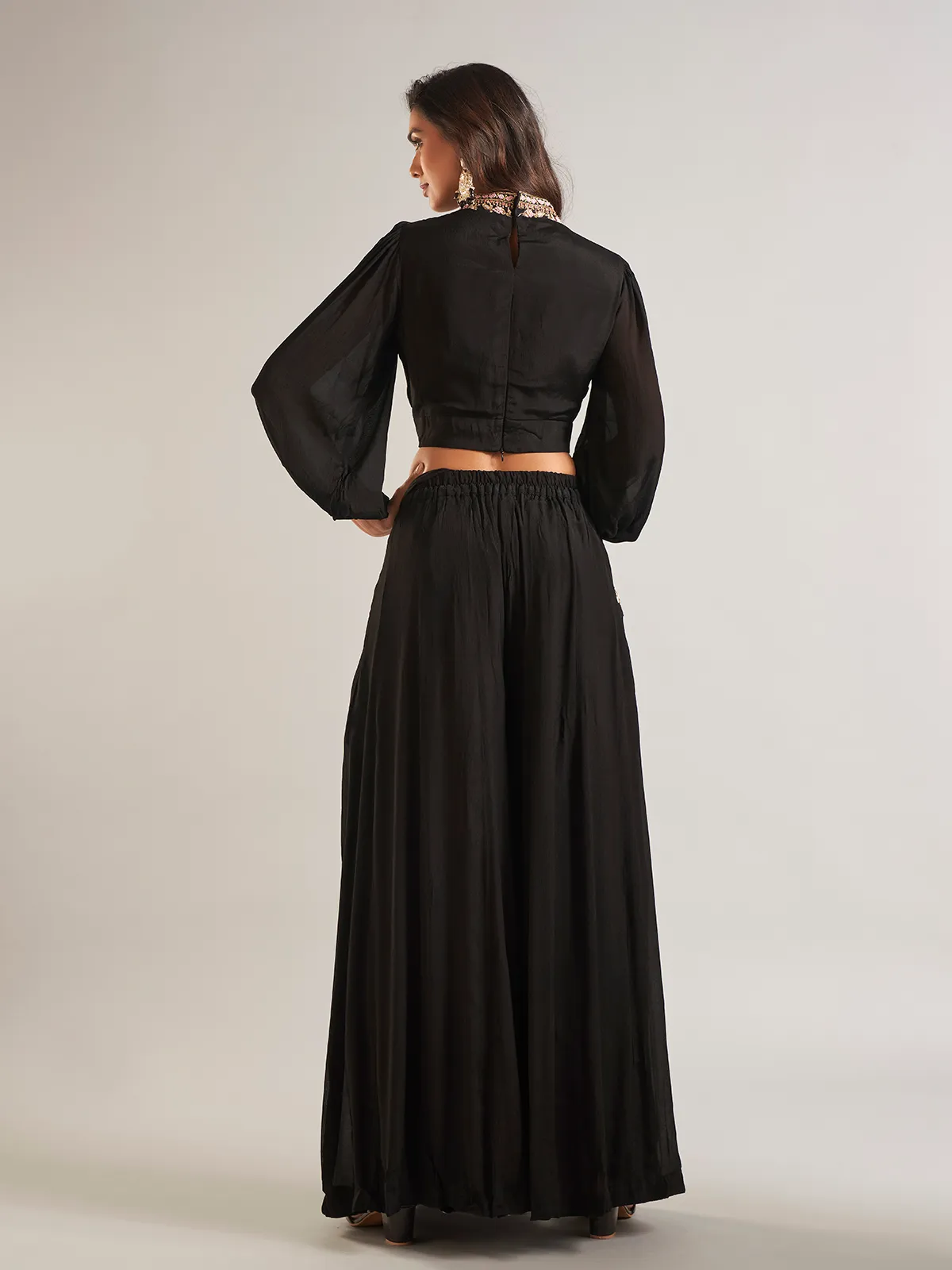 Amazing Black georgette designer palazzo suit