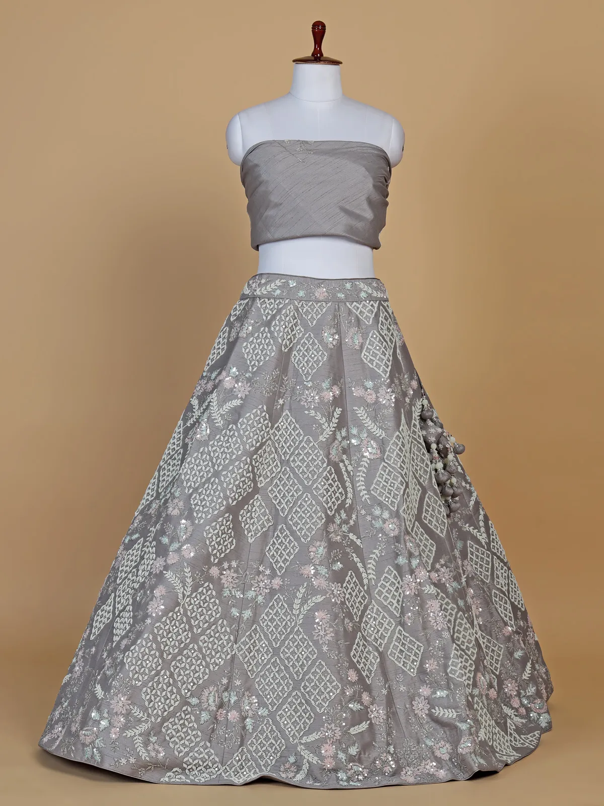 Amazing grey raw silk lehenga choli