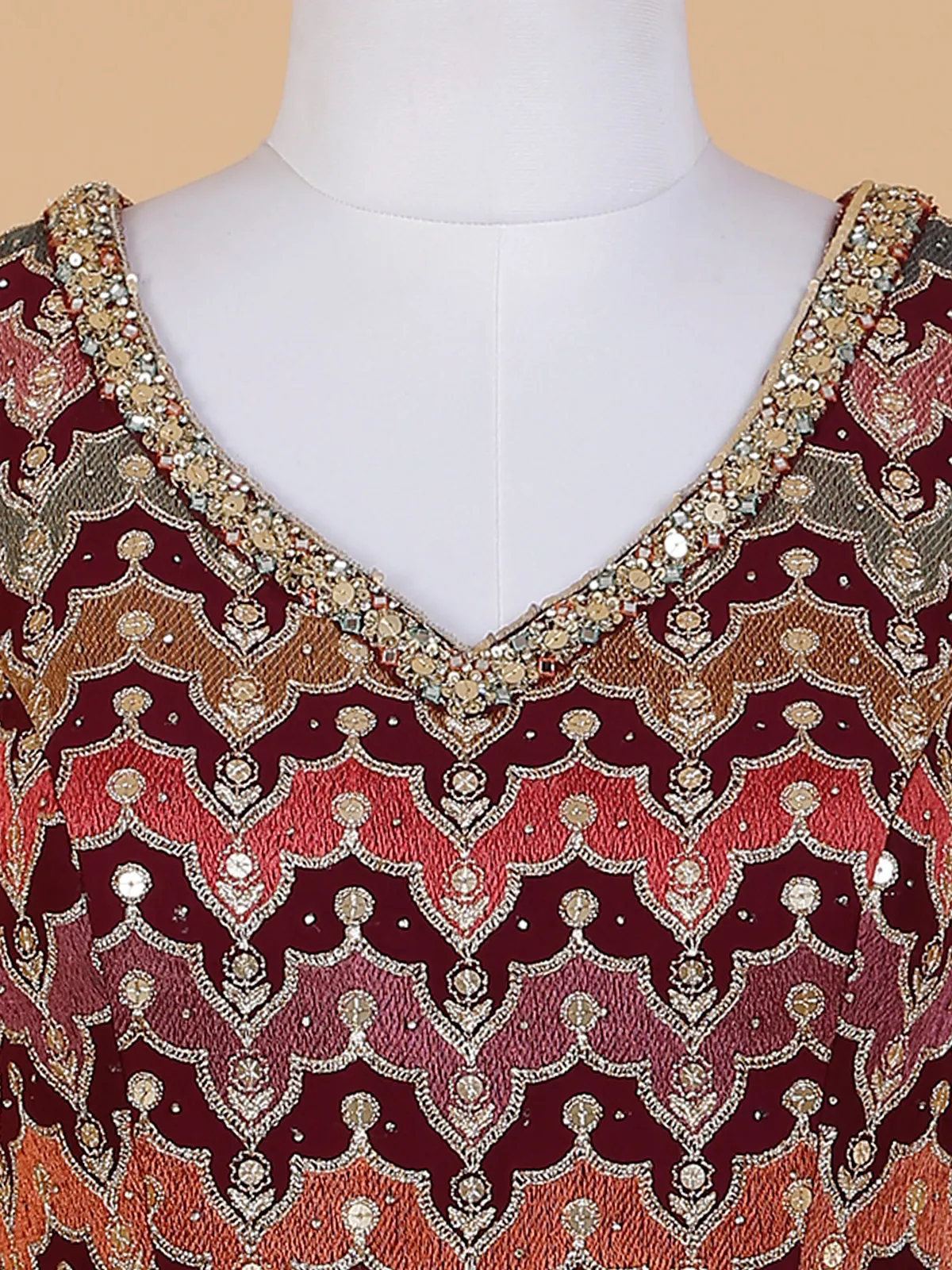 Amazing maroon embroidery anarkali suit