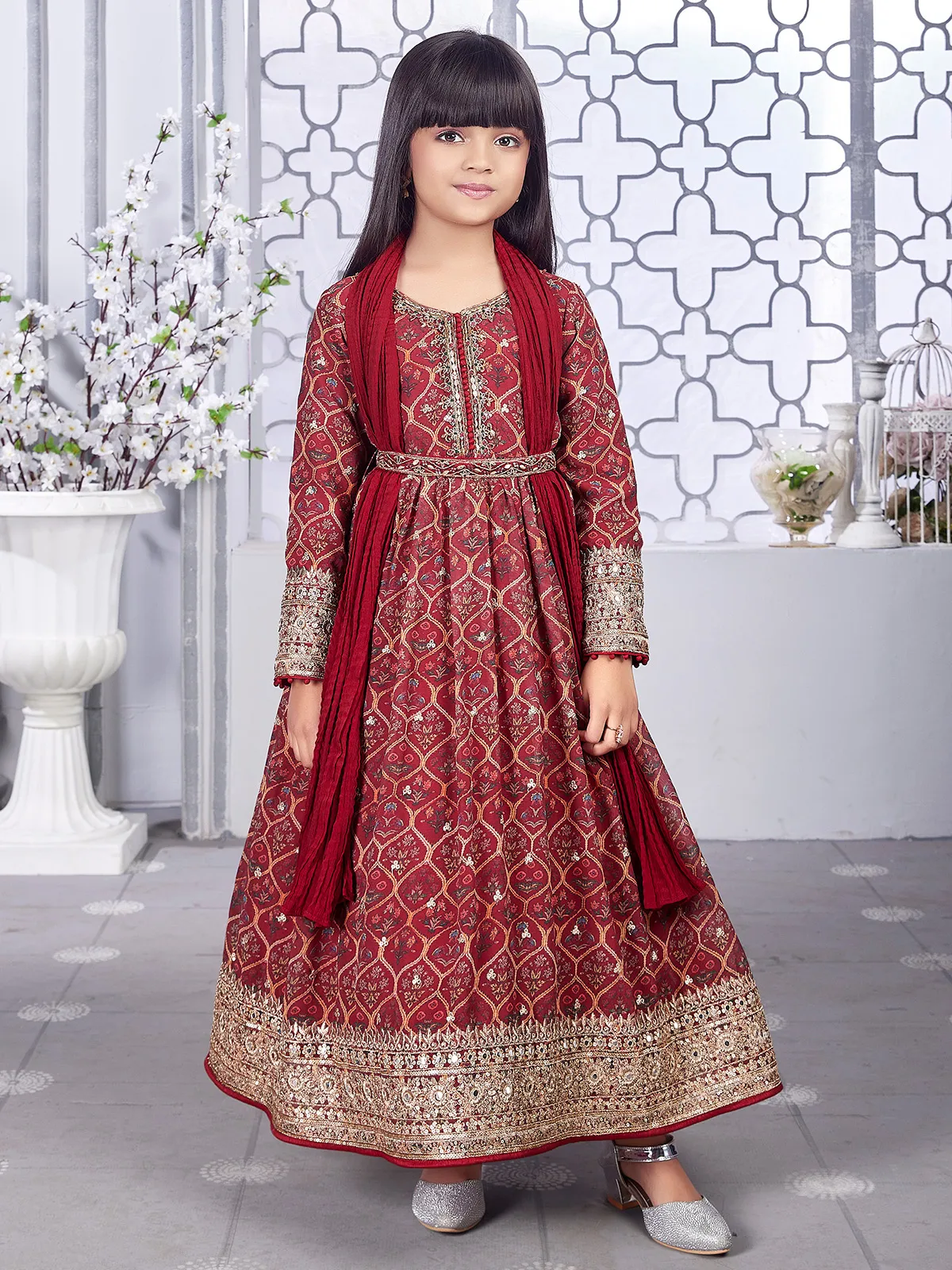 Amazing maroon georgette anarkali suit