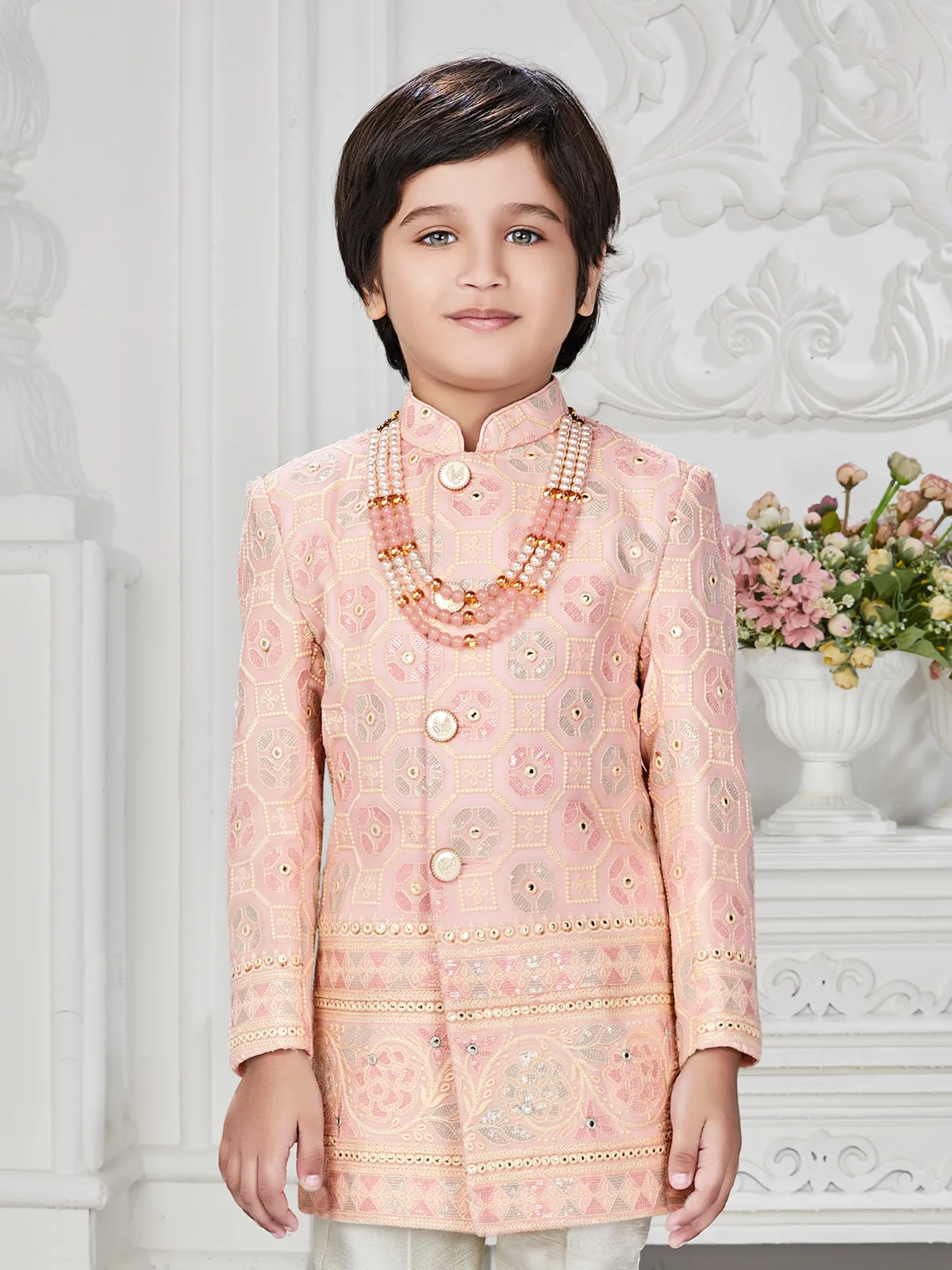 Amazing peach georgette indowestern