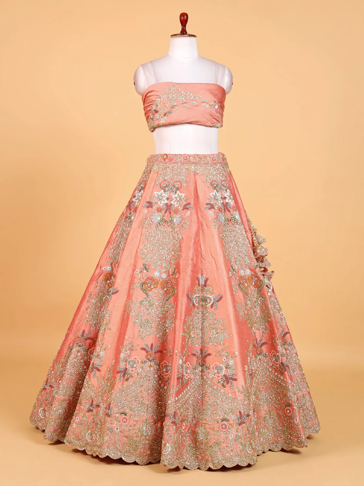 Amazing peach raw silk lehenga choli