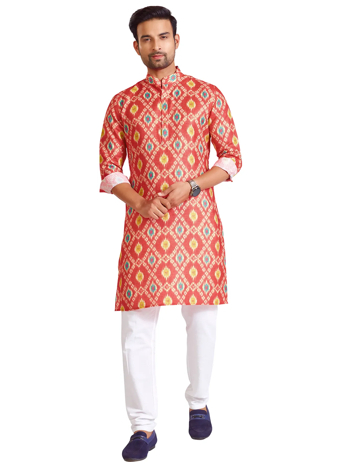 Amazing printed red cotton kurta