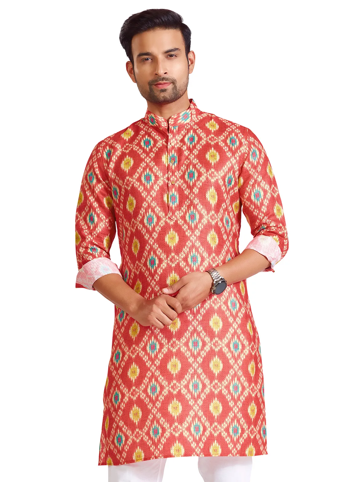 Amazing printed red cotton kurta