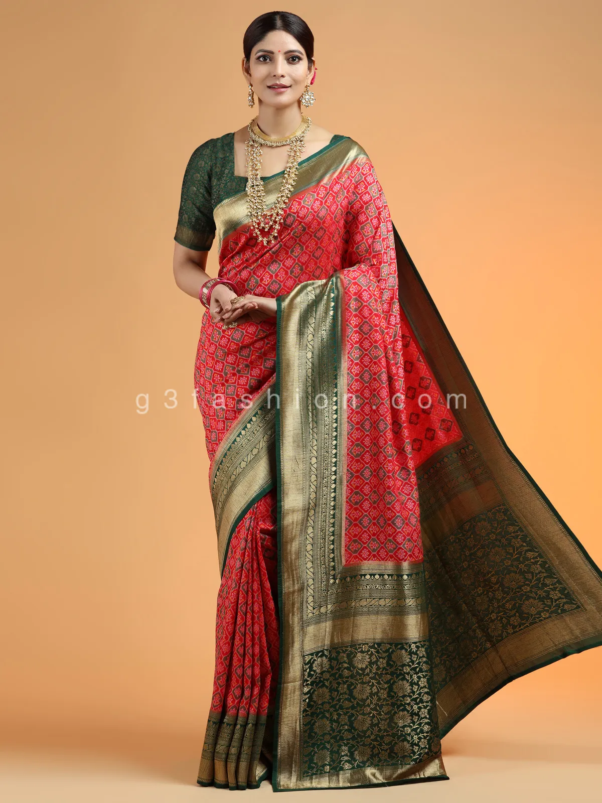 Amazing magenta wedding events sari in patola silk