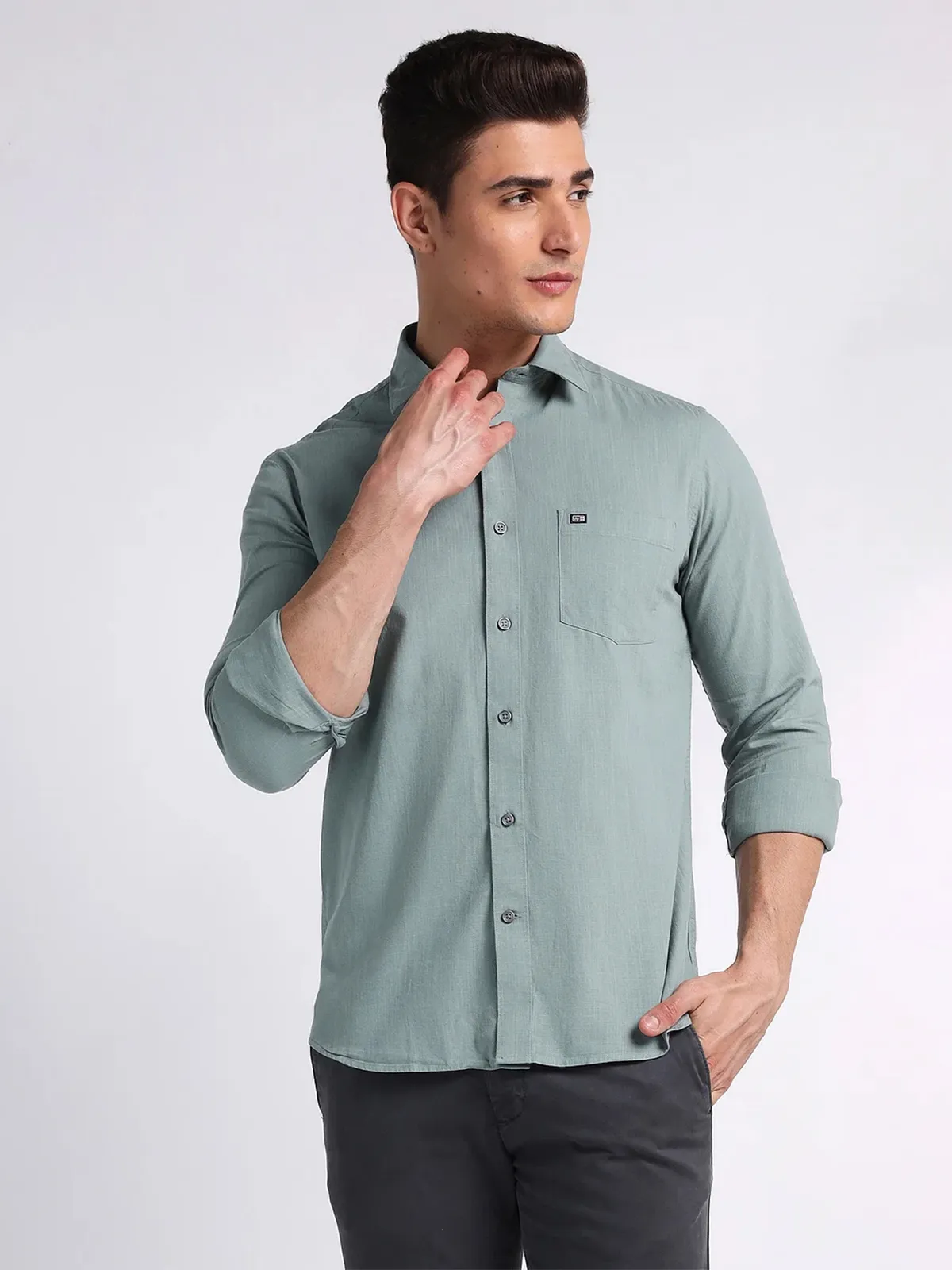 Arrow grey plain cotton shirt