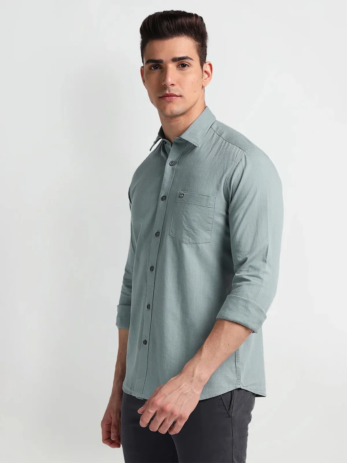 Arrow grey plain cotton shirt