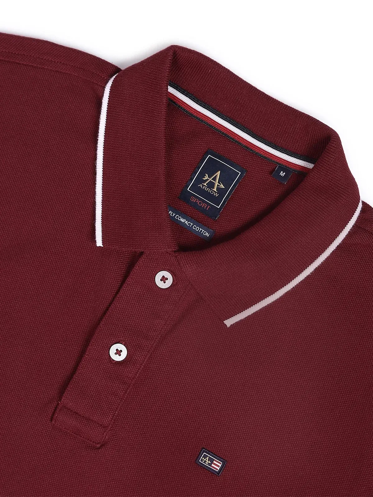 Arrow maroon plain cotton polo t shirt