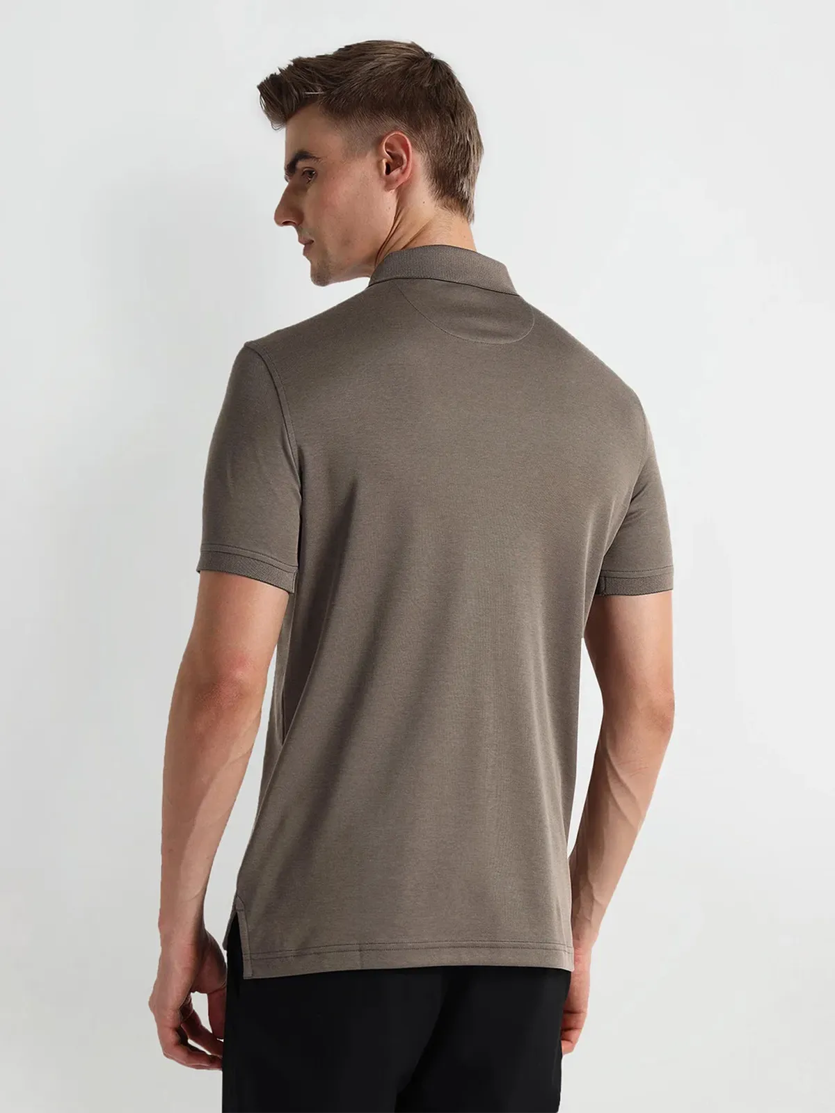 ARROW plain fawn beige cotton polo t-shirt