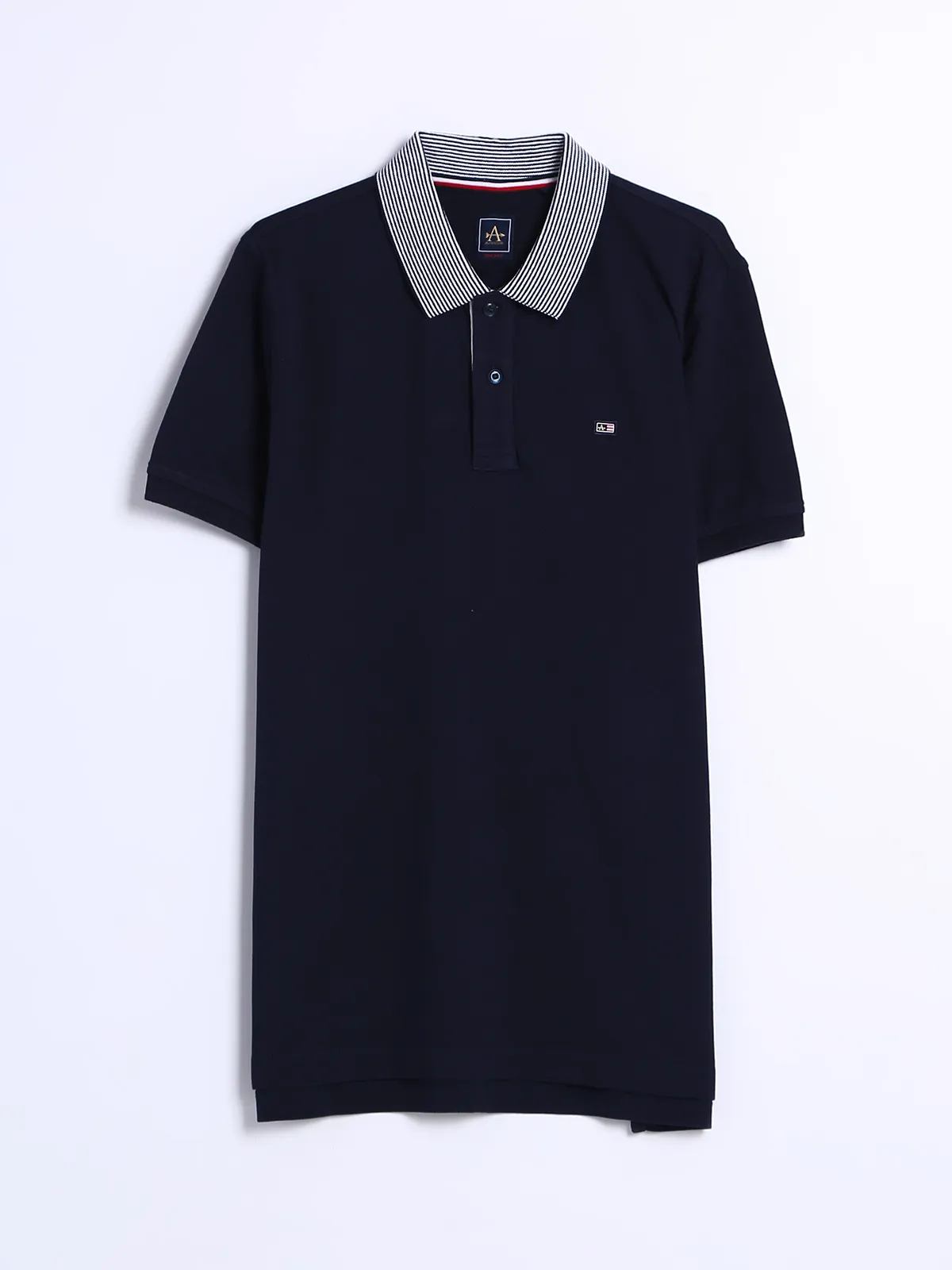 Arrow plain navy cotton polo t shirt