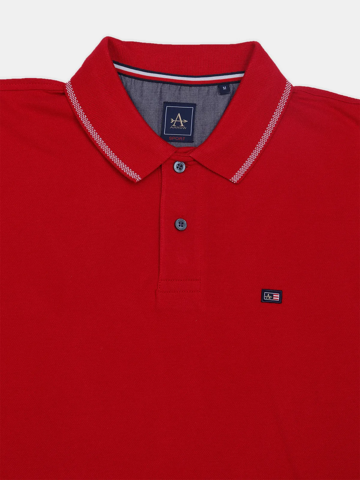 Arrow solid red cotton slim fit t shirt