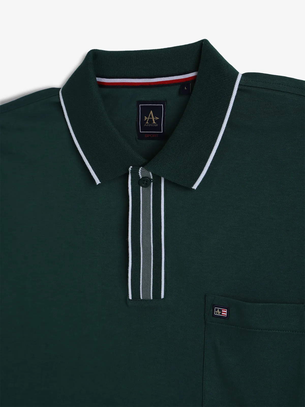 ARROW SPORT plain dark green cotton polo t-shirt