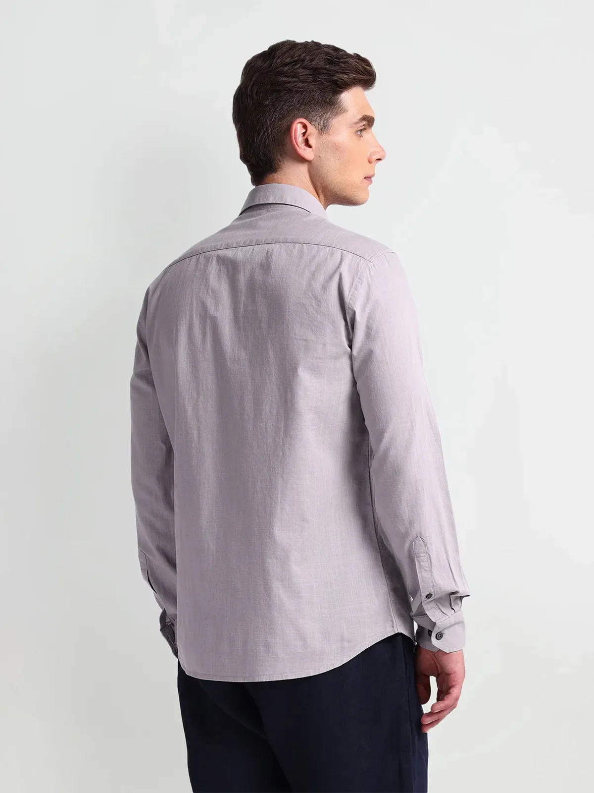 ARROW SPORT plain light grey cotton shirt