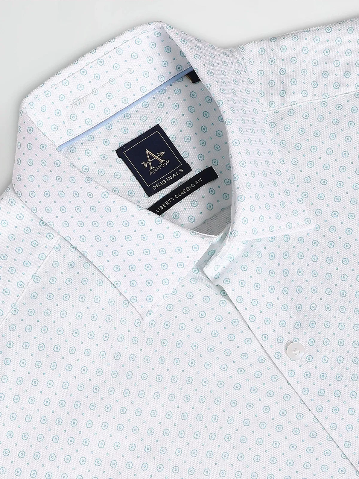 Arrow white and blue printed cotton shirt