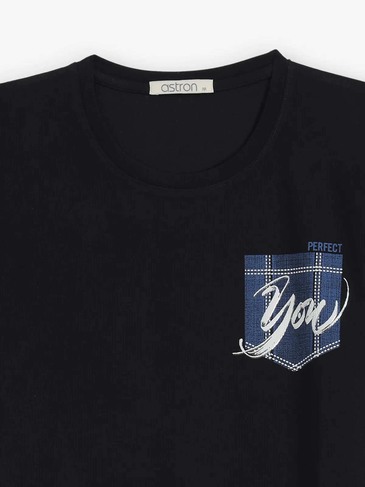 ASTRON black cotton printed t-shirt