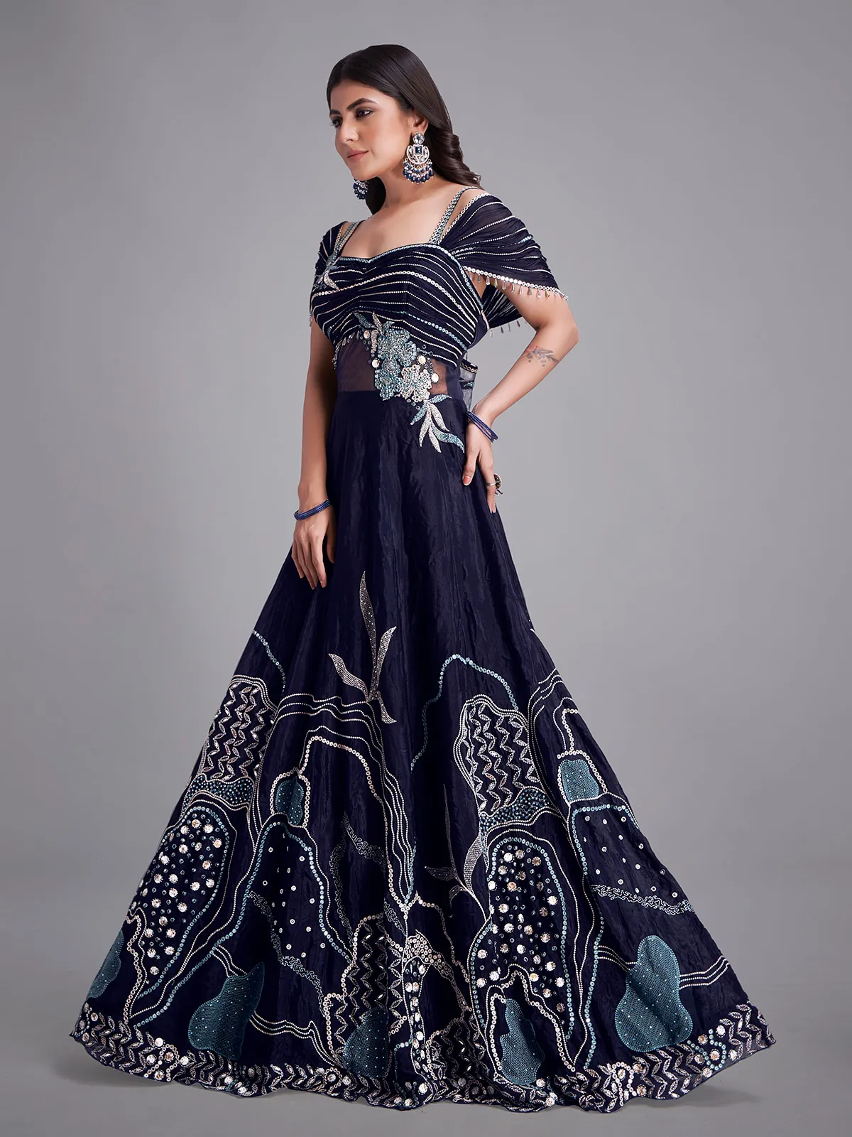 Attractive black designer gown