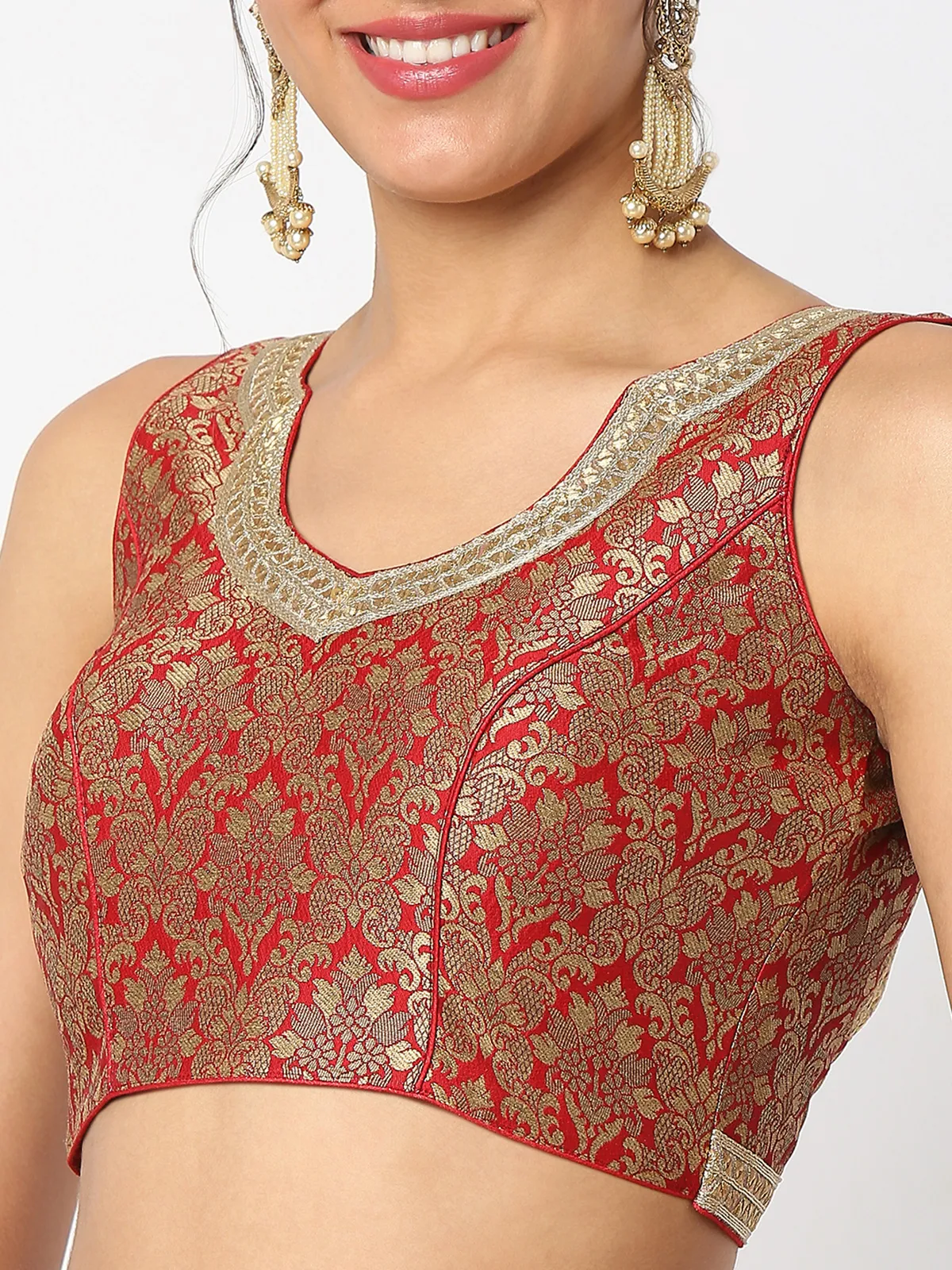 Attractive brocade red blouse