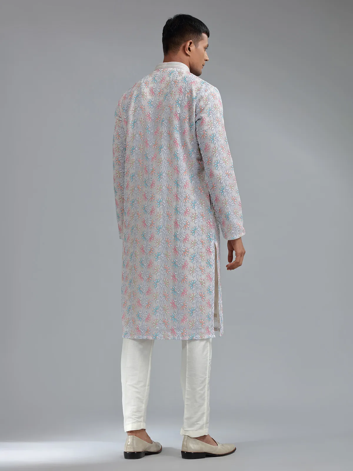 Attractive light purple silk kurta suit