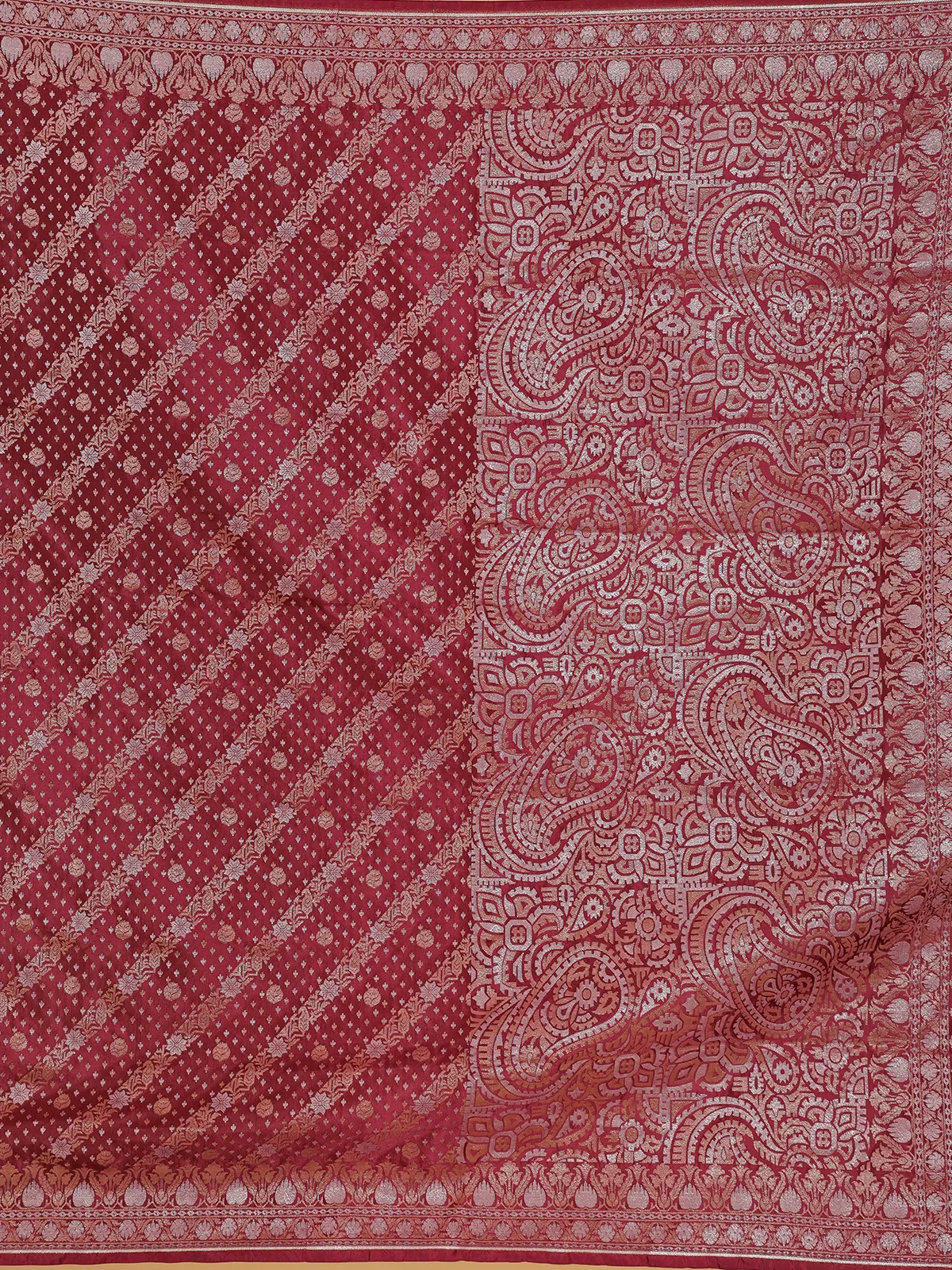 Attractive maroon banarasi silk saree