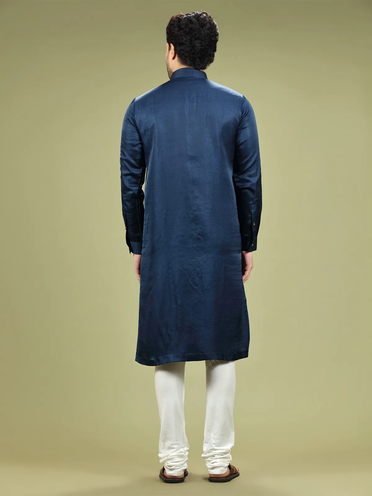 Attractive navy silk kurta suit