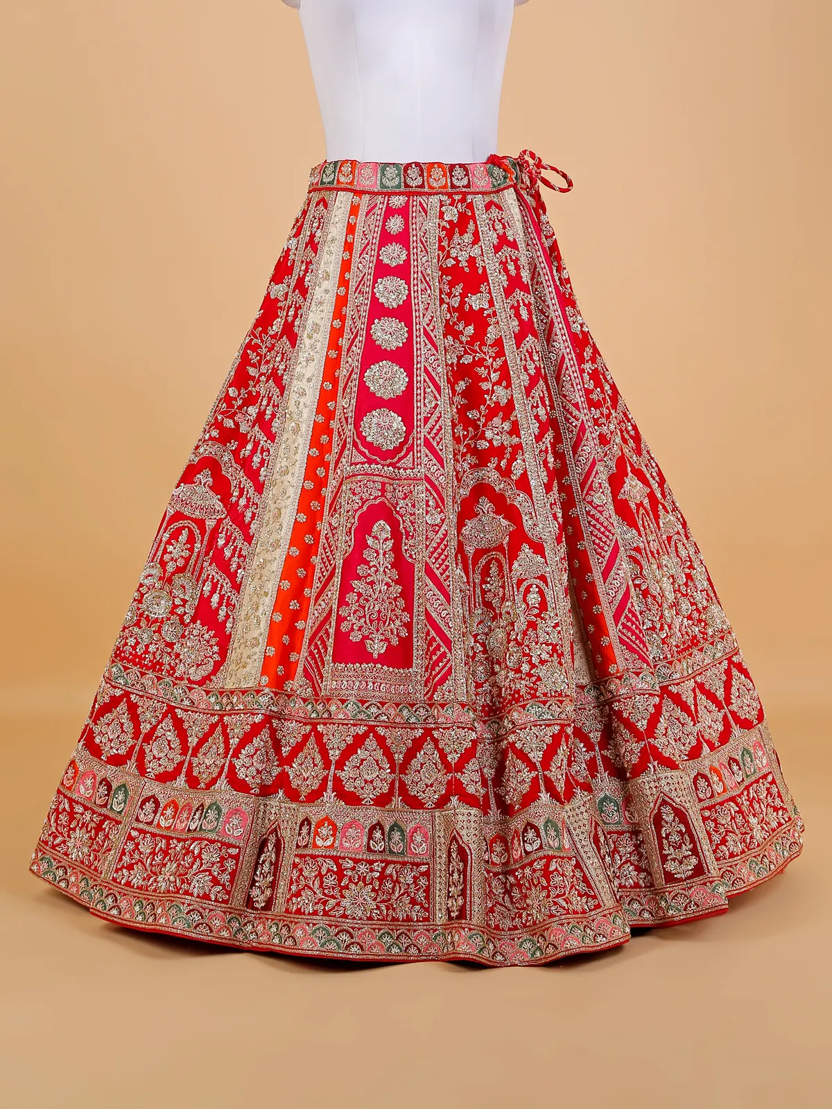 Attractive red silk lehnega choli