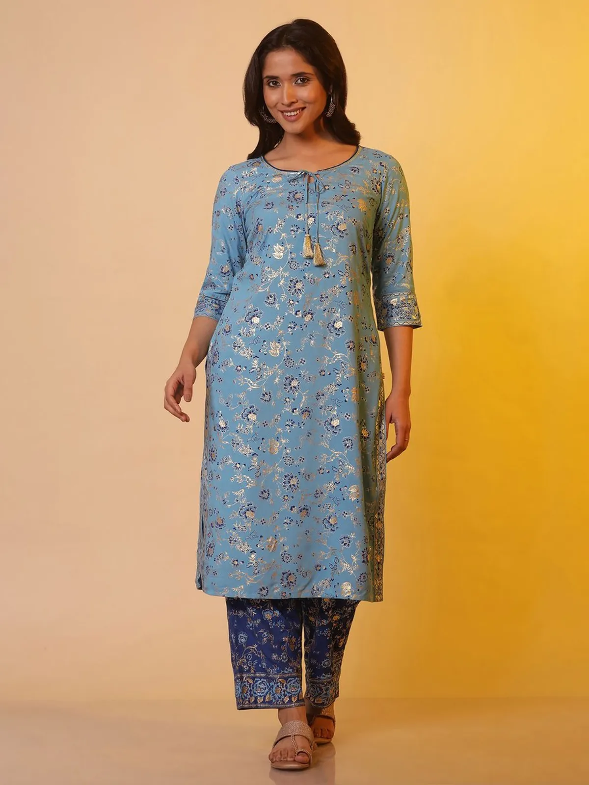 AURELIA Latest blue silk casual wear kurti