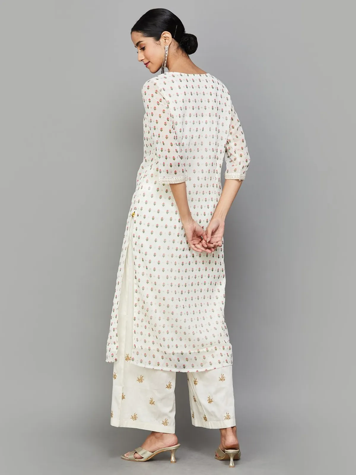 AURELIA white silk printed kurti