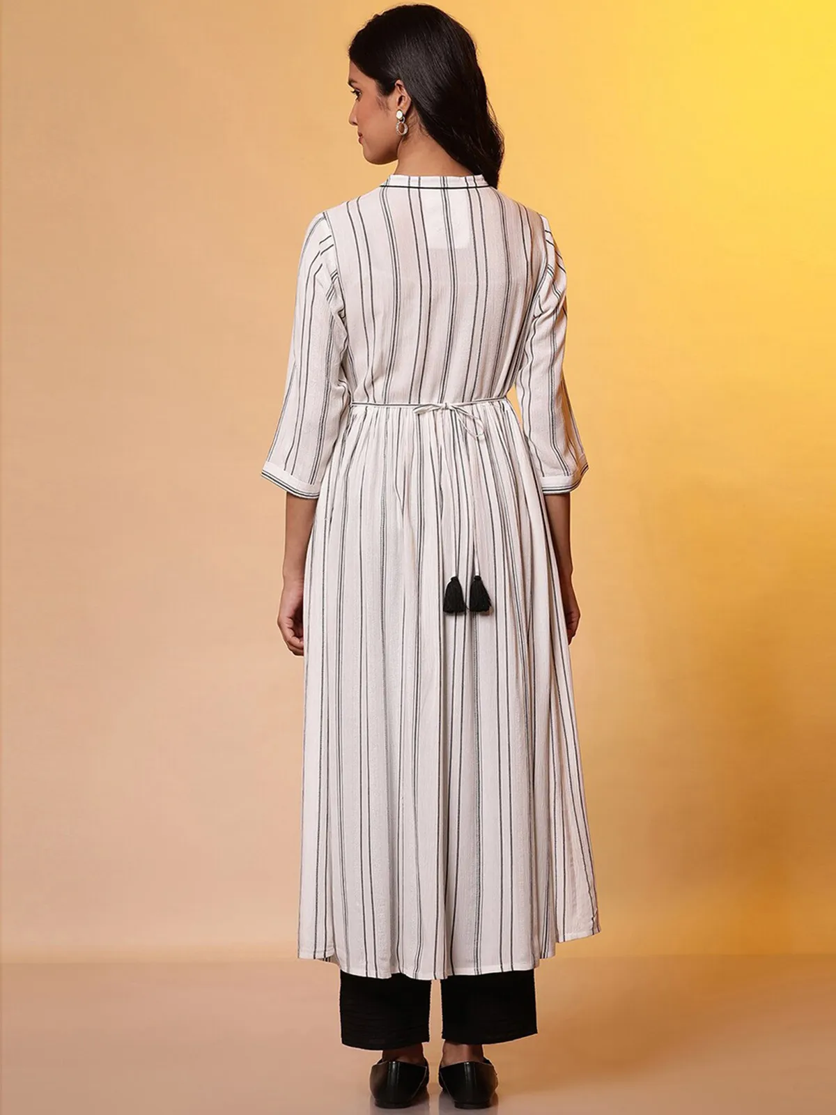 Aurelia white stripe cotton long kurti