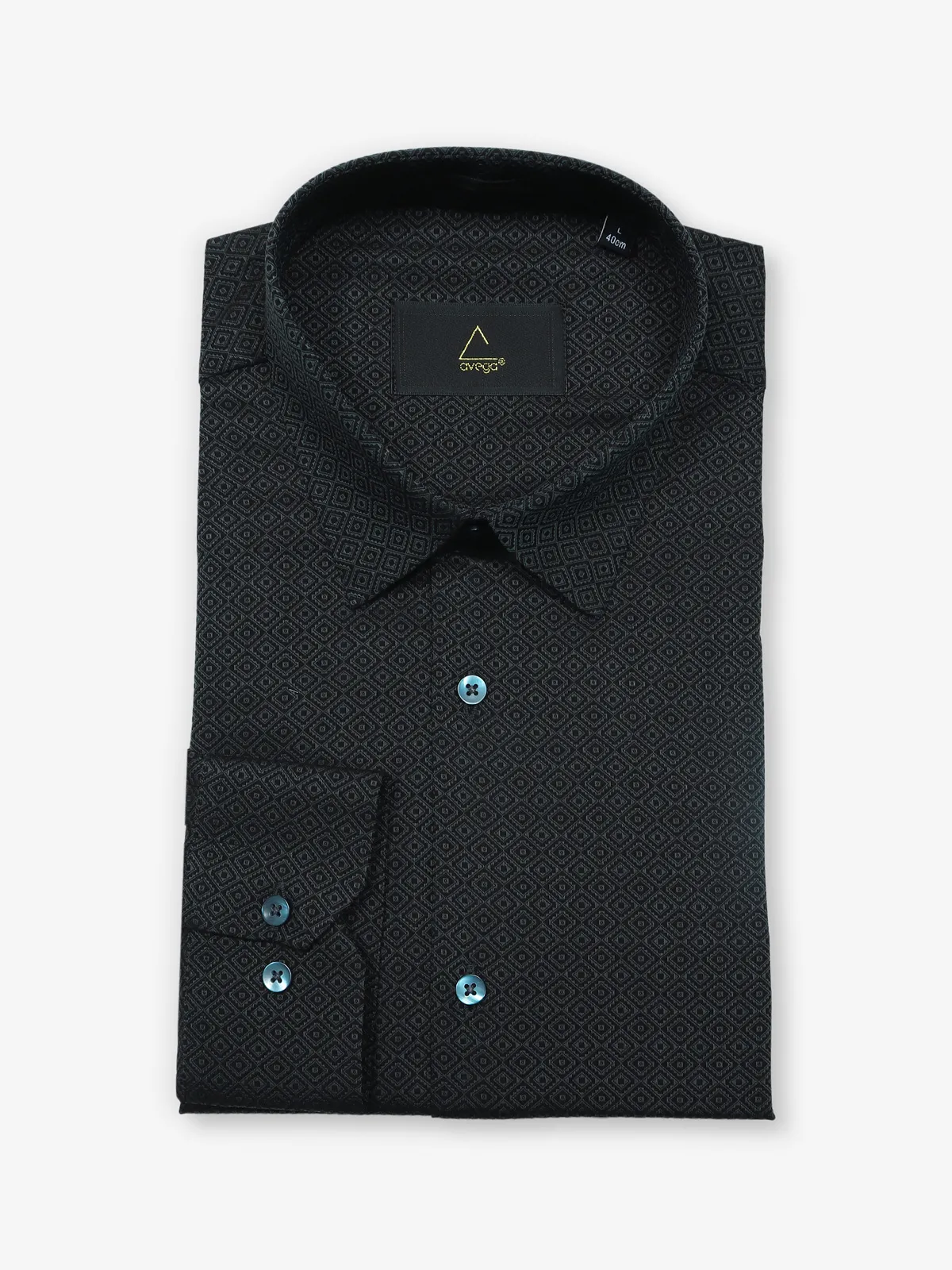AVEGA black texture formal shirt in cotton