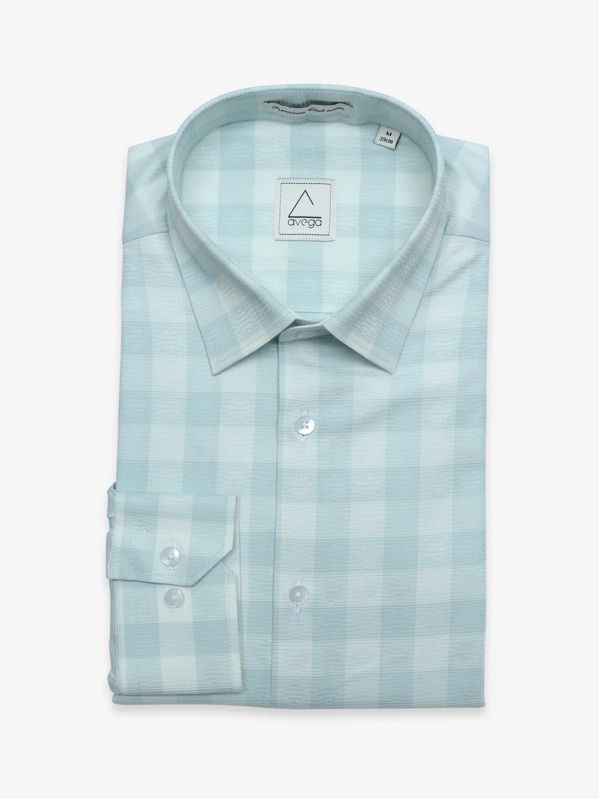 Avega cotton checks mint green shirt