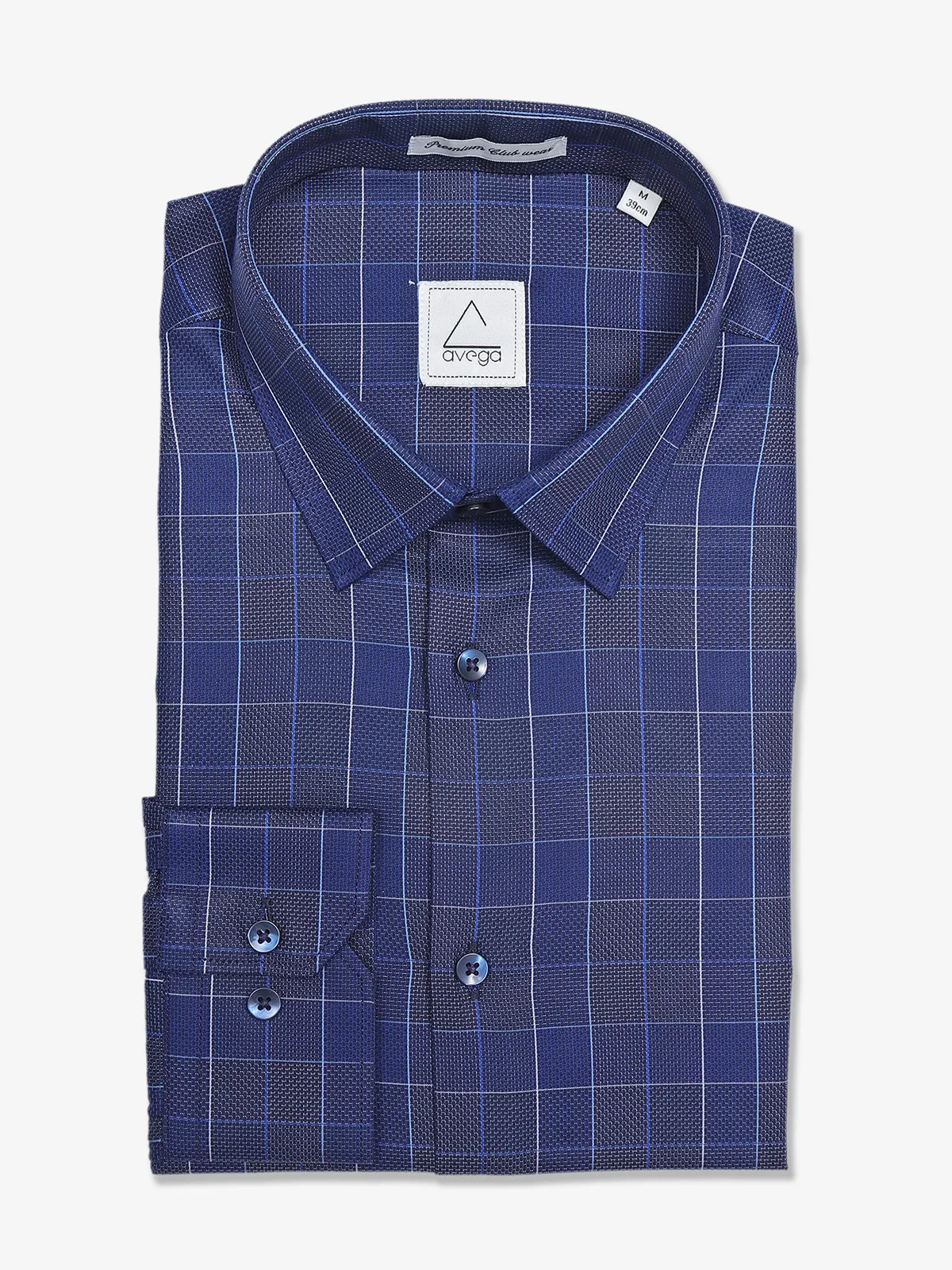 Avega cotton checks navy shirt