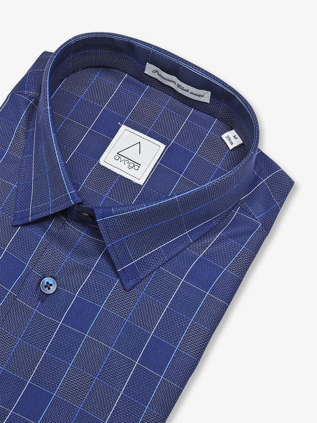 Avega cotton checks navy shirt