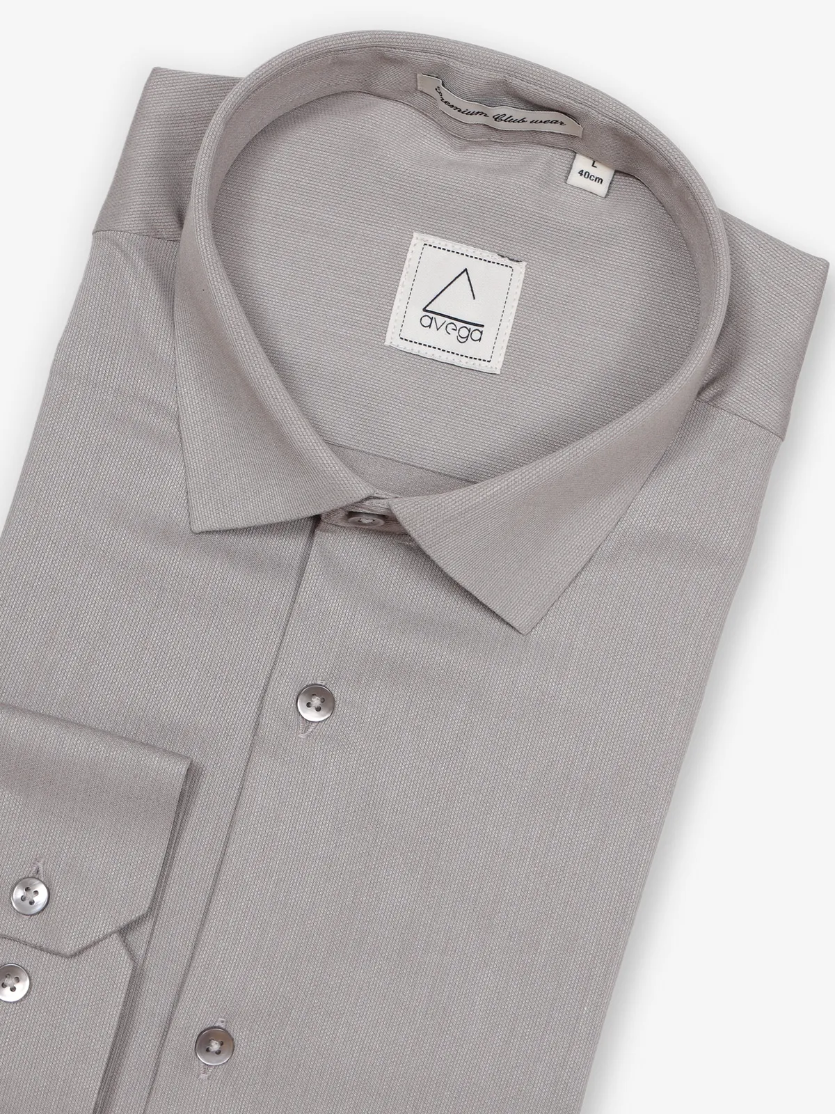 AVEGA cotton grey textured party shirt