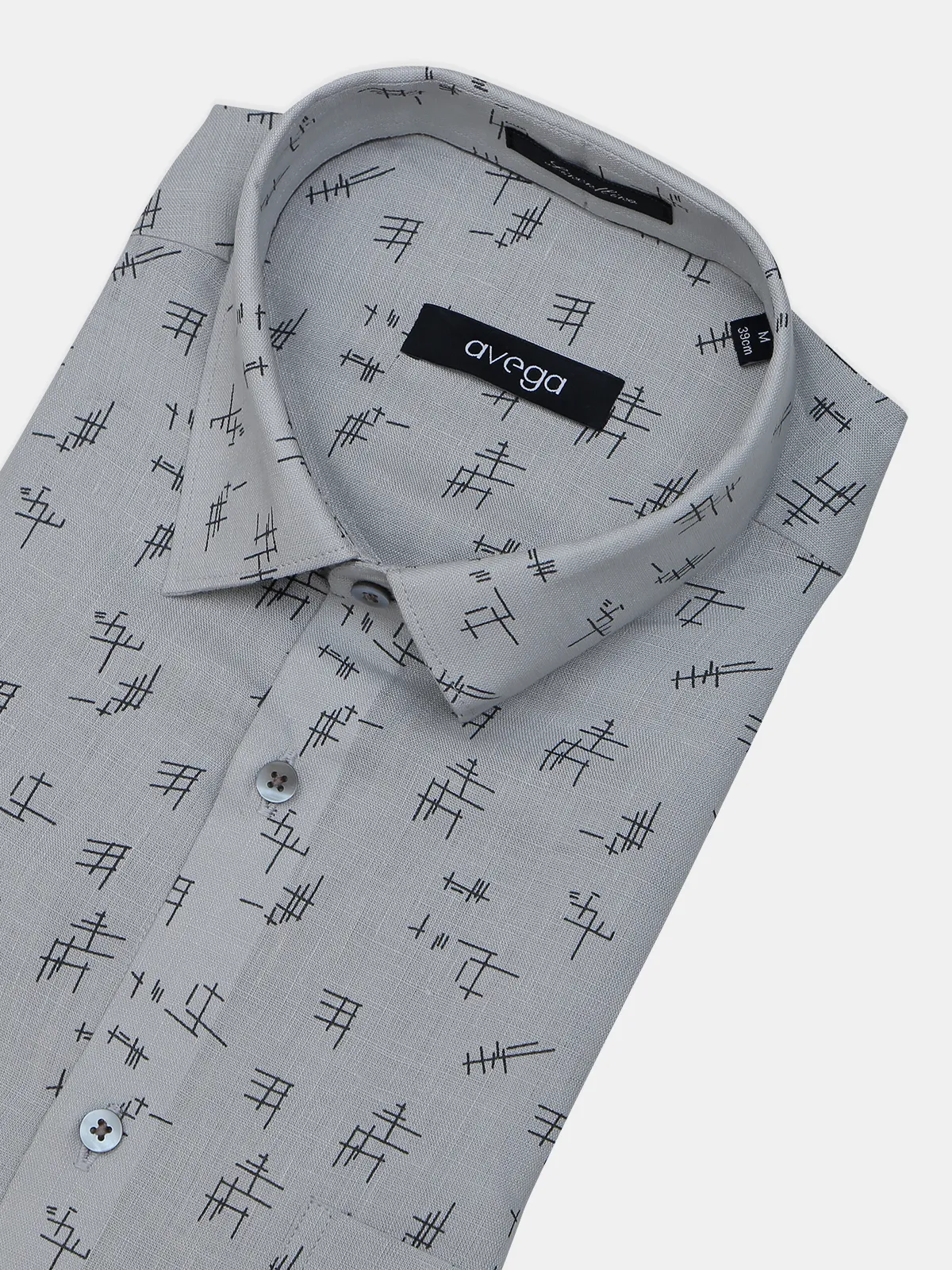 Avega cotton printed grey shirt for men