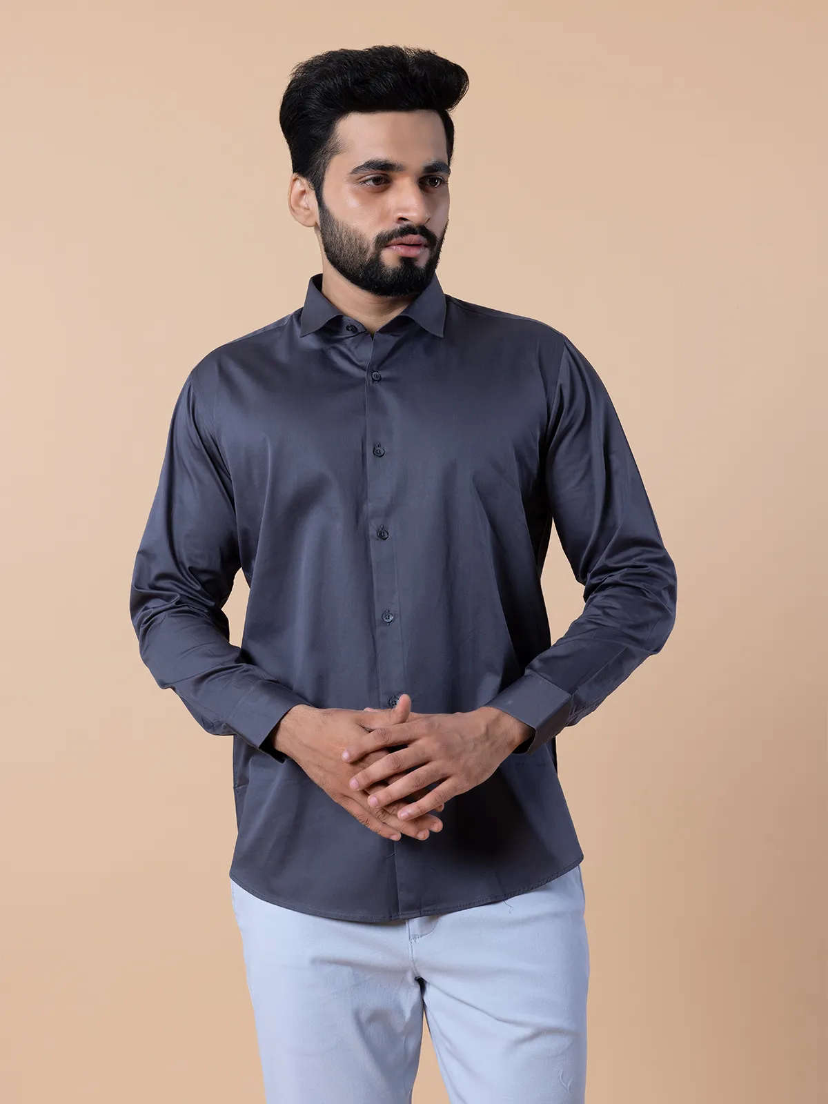 Avega dark grey plain shirt