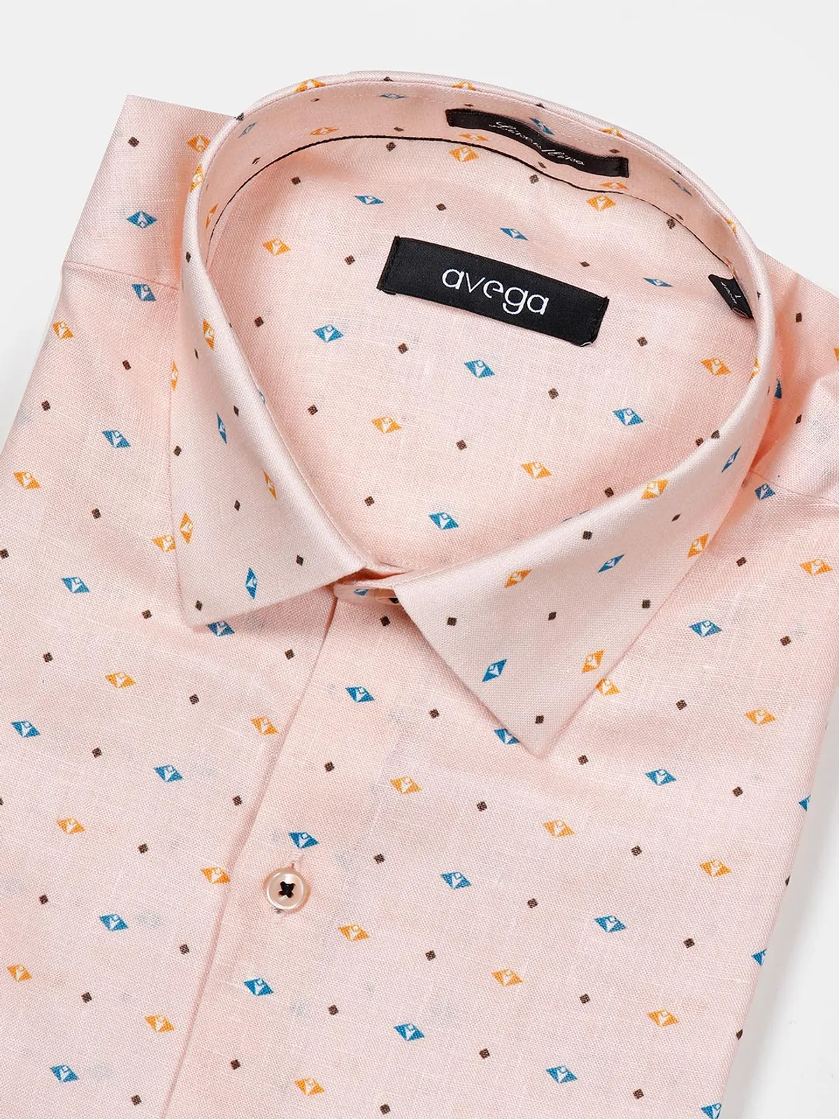 Avega formal peach printed linen shirt
