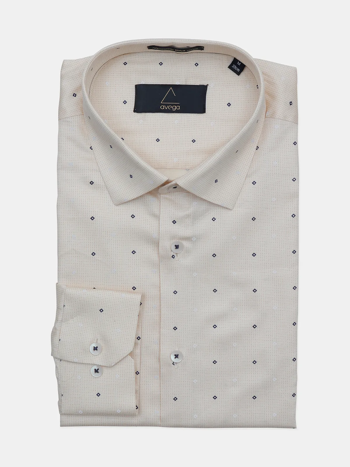 Avega formal wear light yellow printed cotton shirt