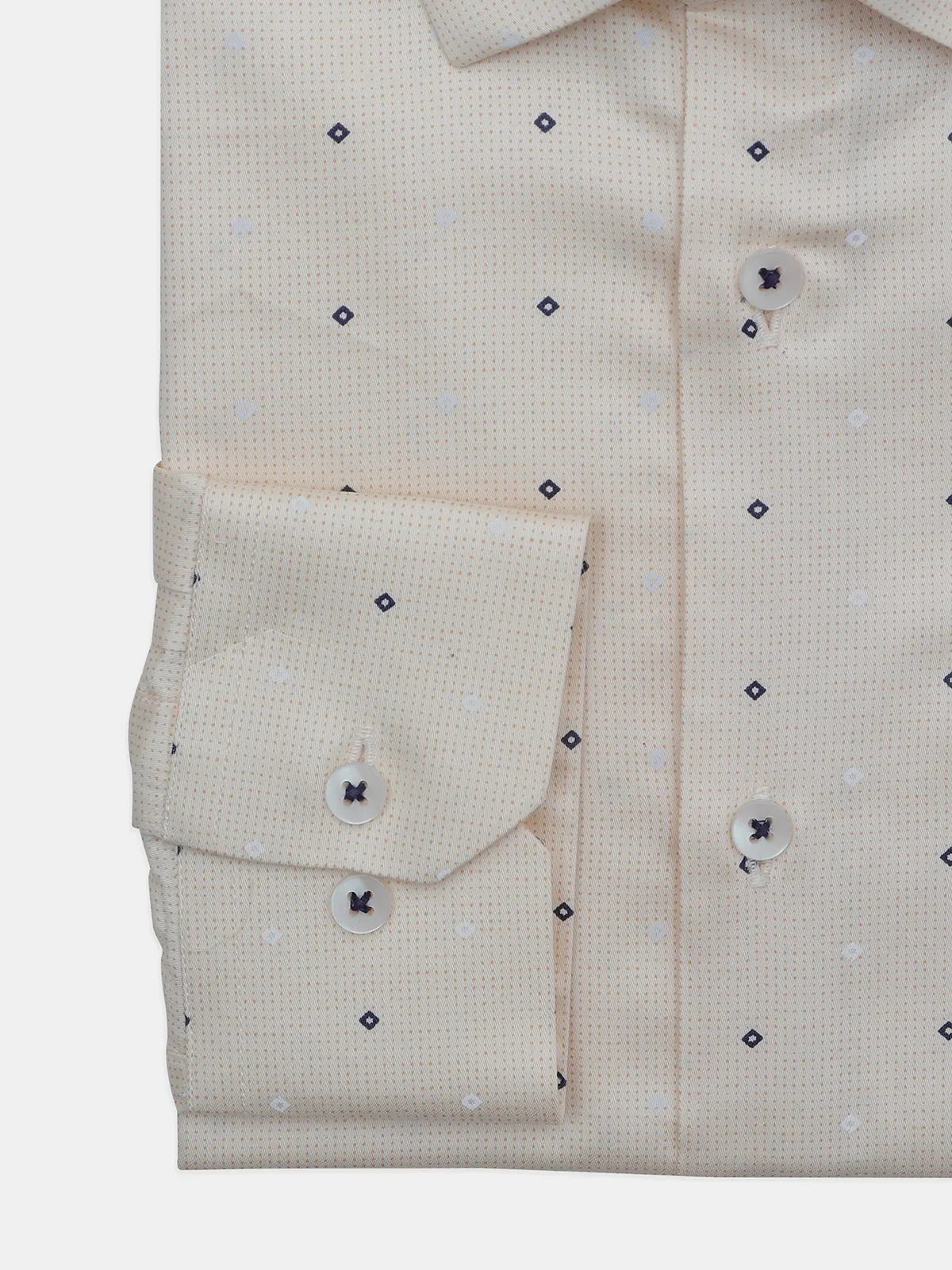 Avega formal wear light yellow printed cotton shirt
