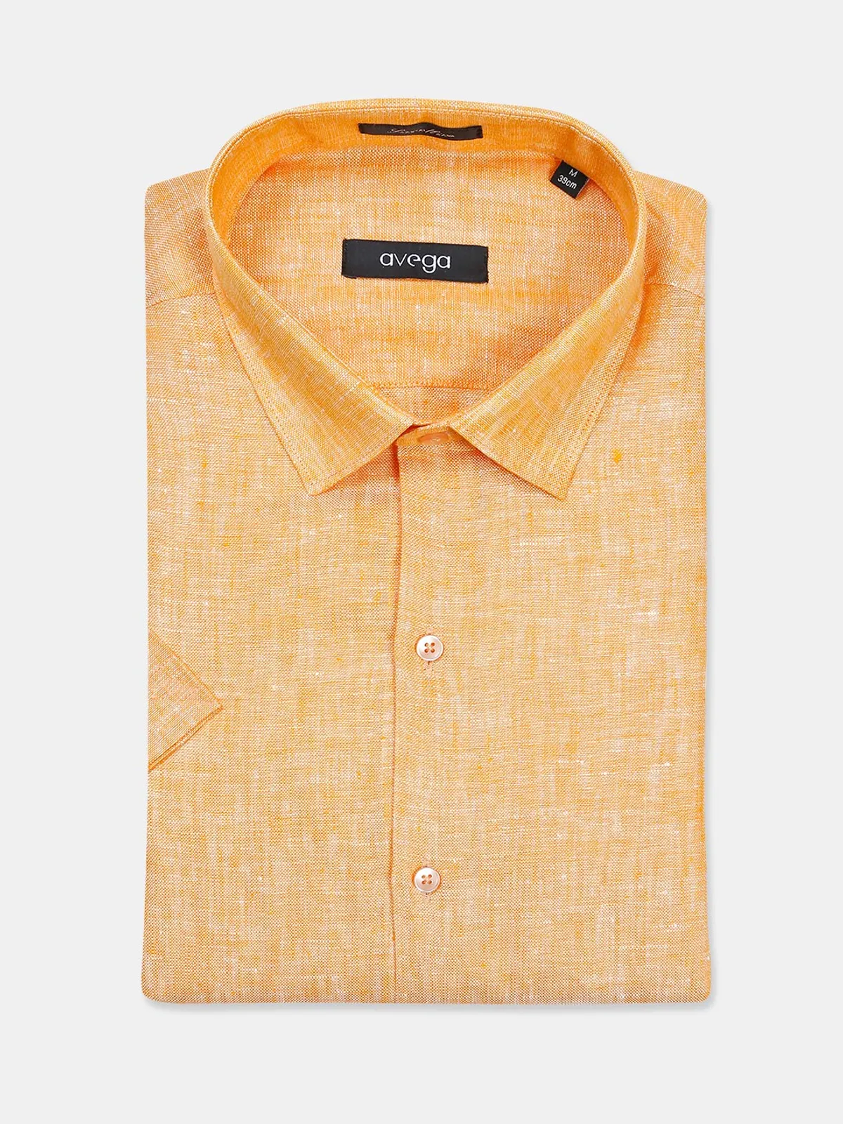 Avega formal wear solid orange linen shirt