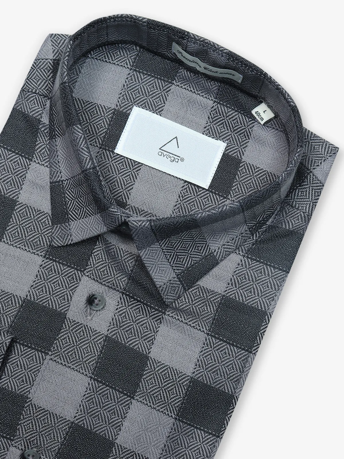 AVEGA grey checks cotton formal shirt