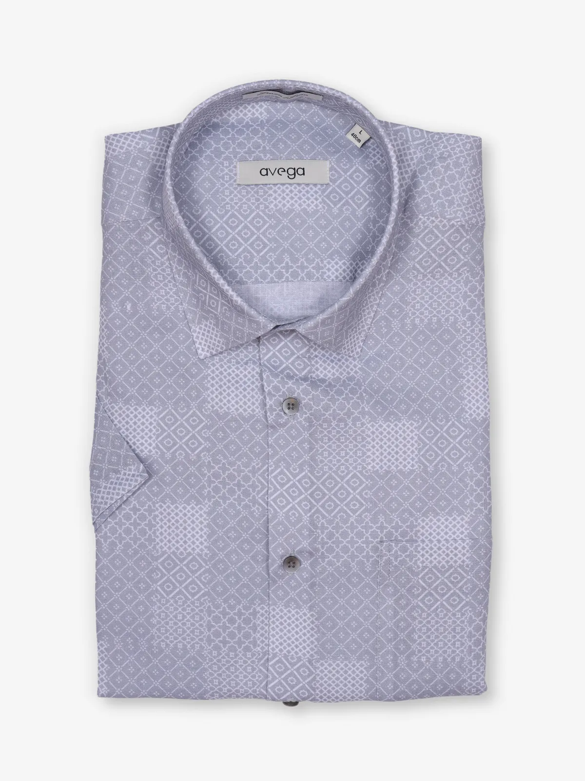 AVEGA grey cotton party shirt with print