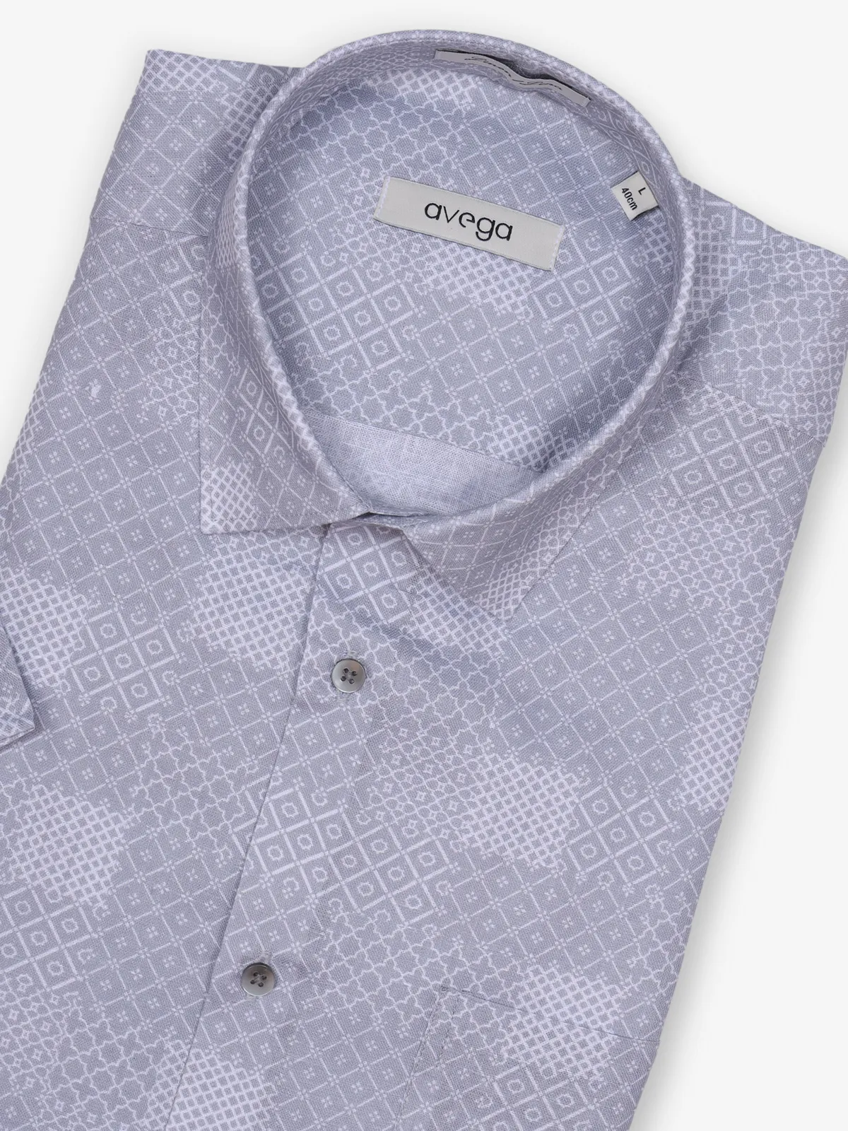 AVEGA grey cotton party shirt with print
