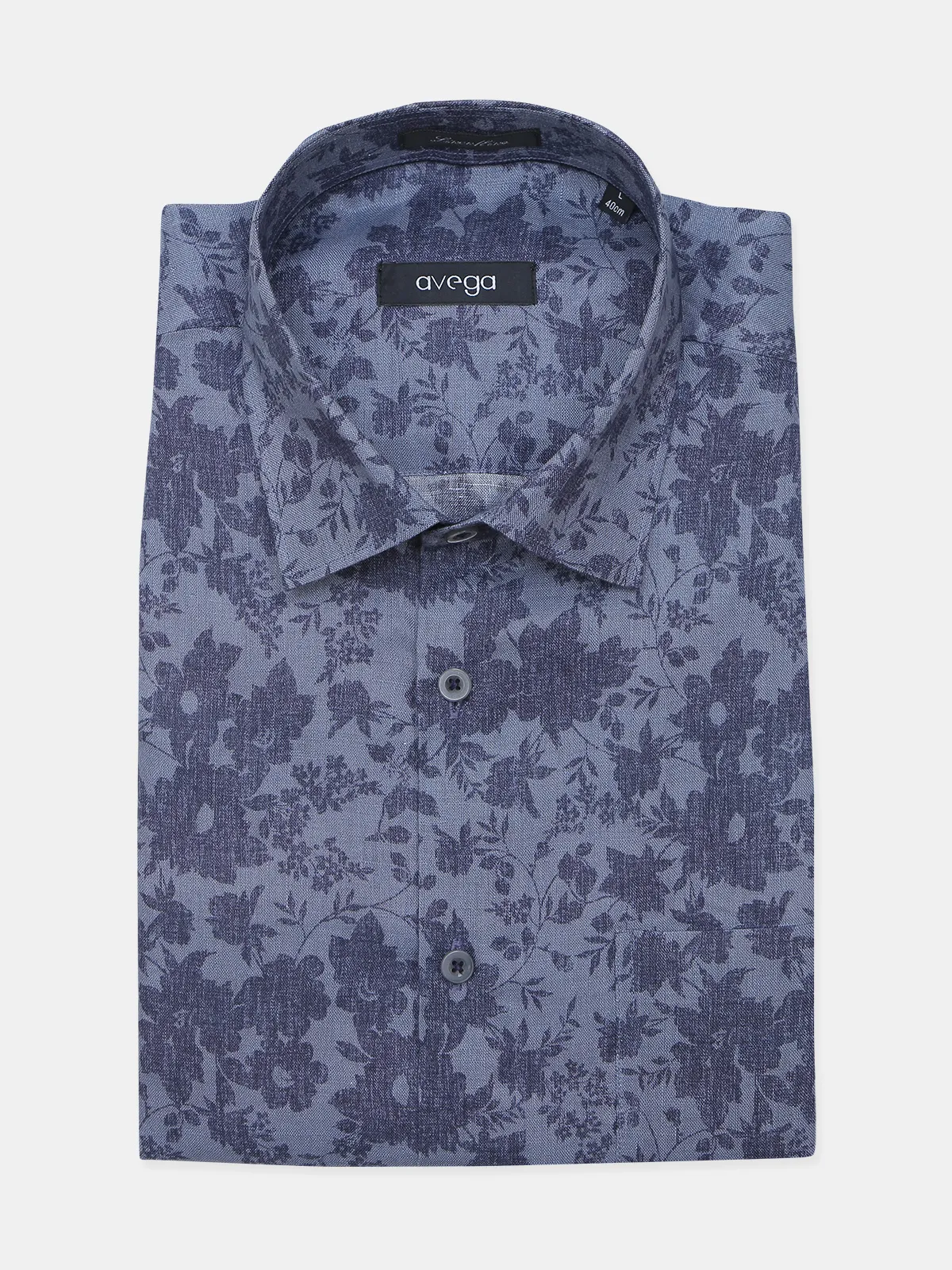 Avega grey printed linen formal shirt