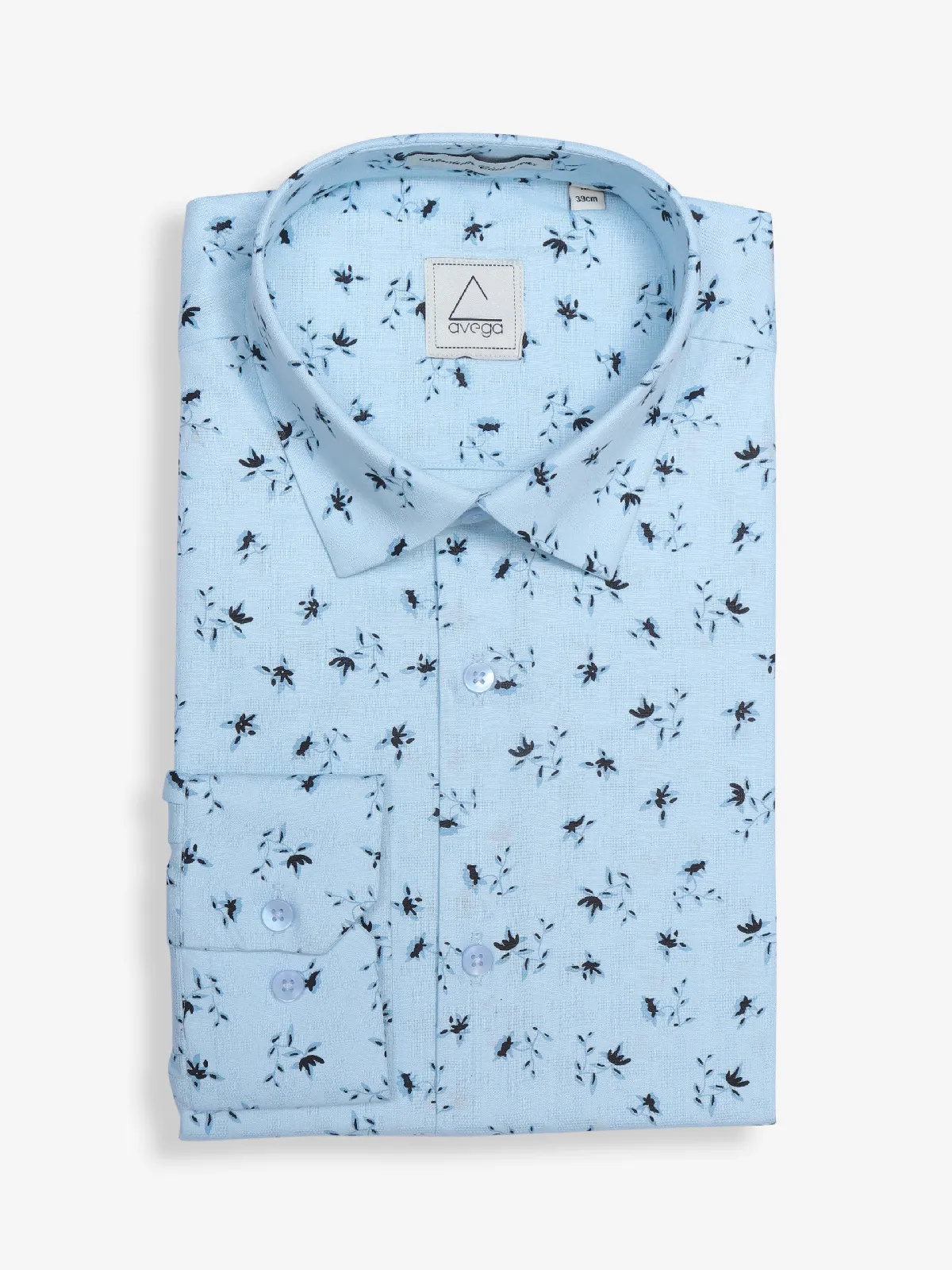 Avega light blue cotton printed shirt