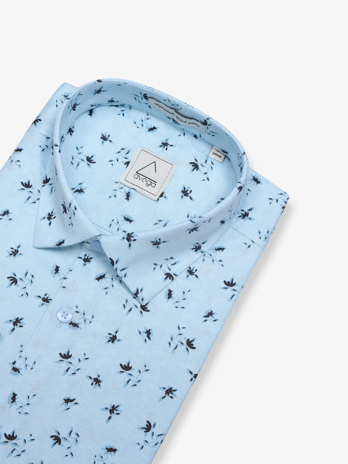 Avega light blue cotton printed shirt