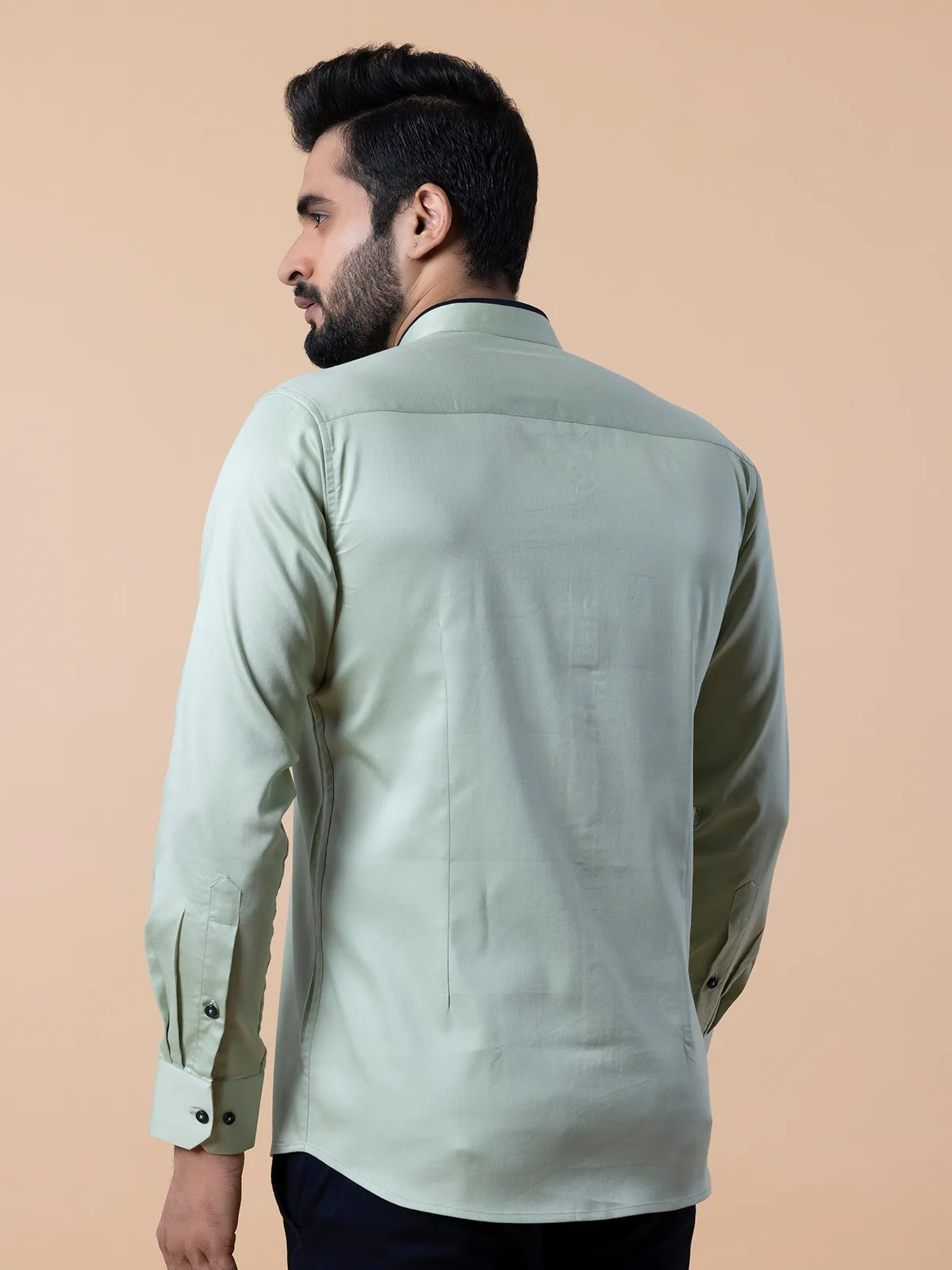 Avega light green plain shirt in cotton