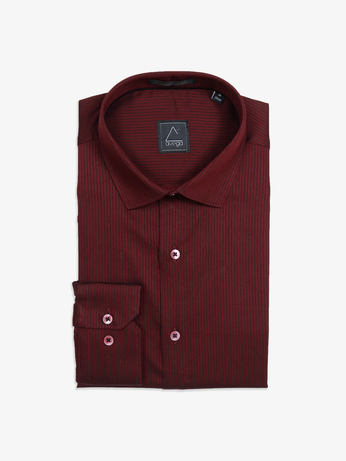 Avega maroon cotton stripe shirt